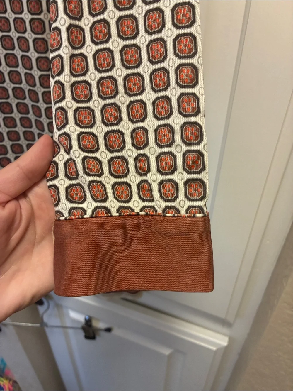 Tory Burch 100% silk brown and Cream Geo-Print Tunic